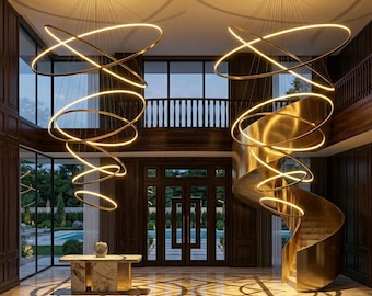 Handmade Spiral LED Chandelier, Modern Nordic Pendant Light Fixture