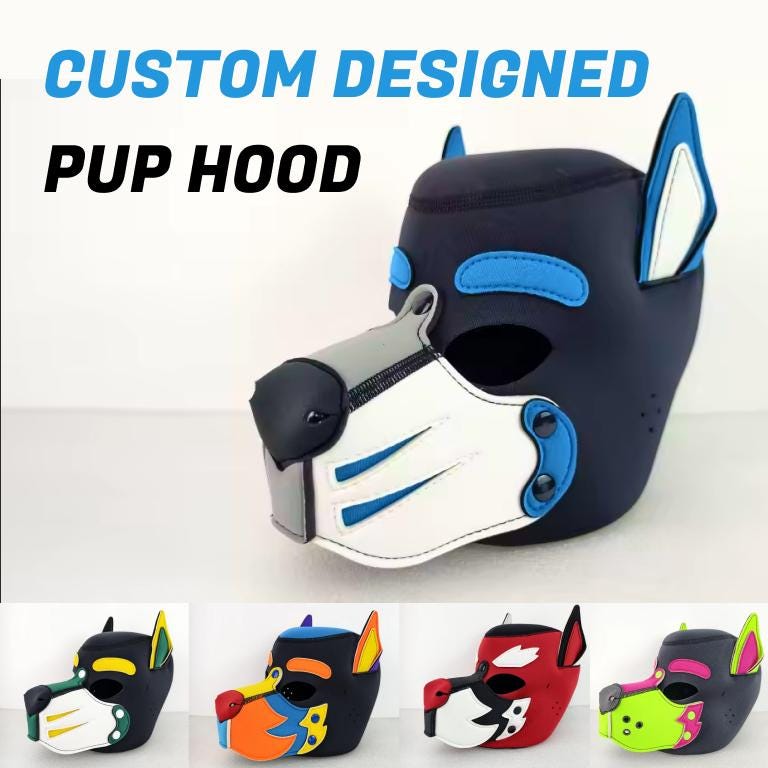 Masque Puppy néoprène Kinky Puppy bleu et noir - FMPN112