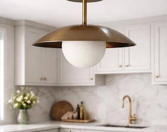 Modern Brass Dome - Semi Flush Mount Chandelier