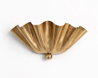 Mid-Century Brass Half Flower Wall Sconce - Handmade Modern Light