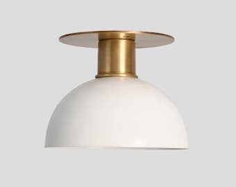 Brass Semi-Flush Mount Light: Mid-Century Ceiling Fixture