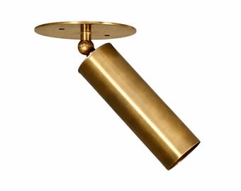 Raw Brass Adjustable Spotlight: Modern Wall/Ceiling Light Fixture