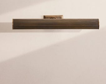 Brass Picture Light Wall Mount – Vintage Style Wall Sconce Decor - Mid-Century Modern Ribbed Shade, 22" Italian Sconce