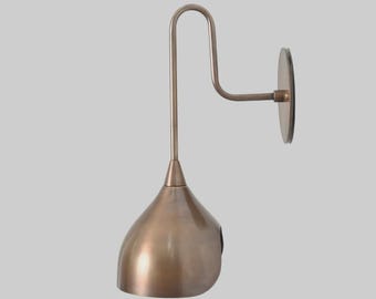 Brass Curved Arm Sconce - Mid Century Wall Lamp