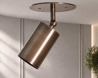 Mid Century Brass Adjustable Spotlight - Retro Ceiling Fixture