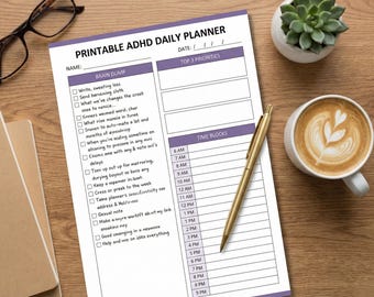 ADHS Tagesplaner Printable PDF | Brain Dump Zeitblockaden Priorität Fokus | 31 Seiten | Sofortiger digitaler Download