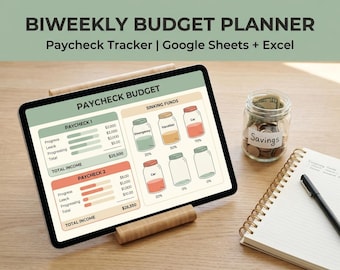 Zweiwöchentlicher Budgetplaner Google Sheets Excel | Paycheck Budget Tracker | Bill Tracker Sink Funds Sparplaner