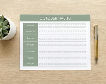 Monatlicher Habit Tracker Druckbare PDF | Minimalistisches 31-Tage-Gewohnheiten-Buch | 4 Größen A4 A5 Letter | Sofortiger digitaler Download