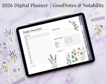 2026 Digitaler Planer GoodNotes iPad | Undatierter Hyperlink Tages Wochenplaner | Bemerkenswert Android Kompatibel | Digitale Aufkleber enthalten
