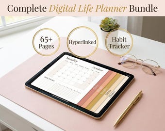 Komplettes Digital Life Planner Bundle | GoodNotes PDF - 65+ Seiten Täglich Wöchentlich Monatlich Jährlich Habit Tracker | Undatiert 2026