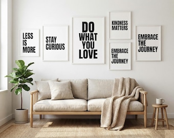 Motivierendes Zitat Wand Kunst druckbares Bündel | 5 inspirierende Typografie-Drucke | Haus Büro Dekor | 5 Größen | Sofort PDF Download