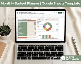 Monatlicher Budgetplaner Google Sheets Vorlage | Paycheck Budget Tracker | Wöchentliche zweiwöchentliche Haushaltstabelle | Personal Buchhaltung