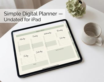 Schlichter Digitaler Planer für iPad | GoodNotes Notability Template - Undatiert Täglich Wöchentlich Monatlich | Minimalistisches Design