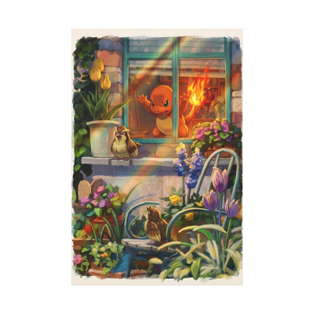 Angry Charmander Window Scene Matte Canvas - Etsy