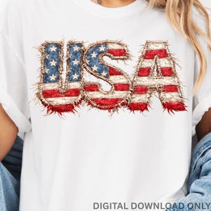 Shirt met neppatchwork Amerikaanse vlag, noodlijdend Amerikaans grafisch T-shirt (digitale download)