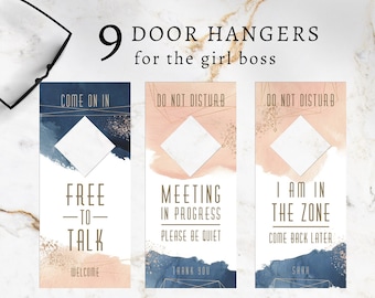 Work At Home Door Hangers For The Girl Boss / Set of 9 Printable Zoom Meeting Sign / Meeting in Progress Sign / Do Not Disturb Sign / PDF
