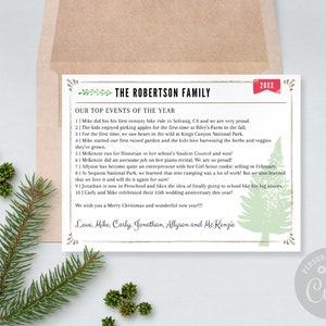 Plantilla de carta de Navidad / Año editable en revisión Boletín de Navidad familiar / Navidad rústica 5x7 / Boletín de vacaciones familiares / Corjl