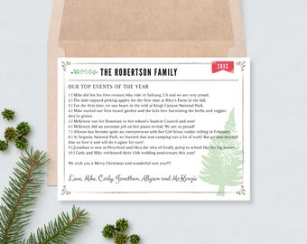 5x7 Elegant Christmas Letter Template - Editable Family Year In Review with a Rustic Theme (CORJL)