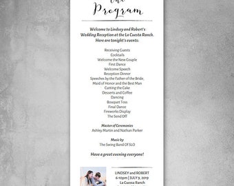 Reception Program Etsy