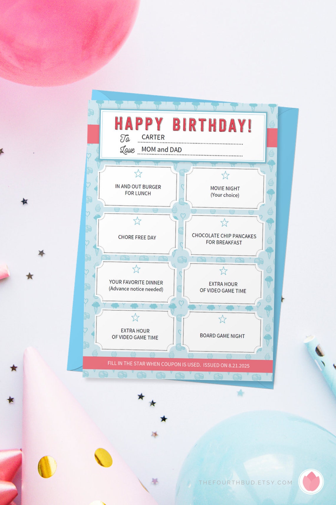 Birthday Gift Coupon Template / Printable Birthday Gift Coupon - Etsy ...