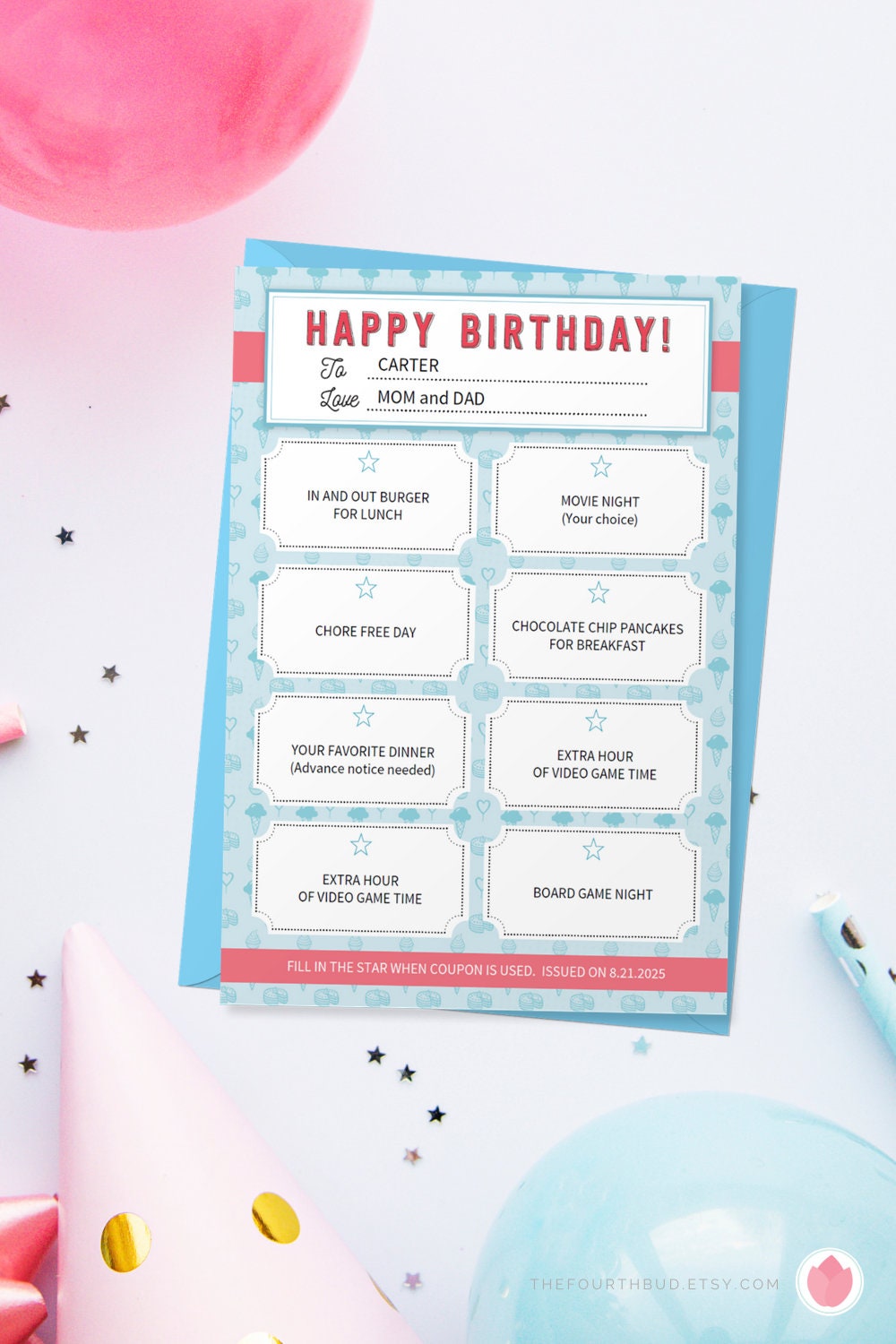 Birthday Gift Coupon Template / Printable Birthday Gift Coupon - Etsy