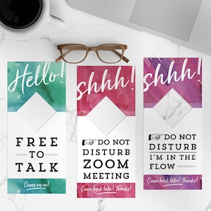 Printable Productivity Door Hangers / Set of 6 / Work At Home Sign / Deep Work Sign / Zoom Door Hang / Do Not Disturb Sign / PDF / DIY
