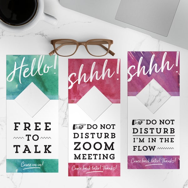 Printable Productivity Door Hangers / Set of 6 / Work At Home Sign / Deep Work Sign / Zoom Door Hang / Do Not Disturb Sign / PDF / DIY