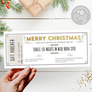 Elegant Christmas Gift Certificate Template / Editable Grand Gift Ticket or Gift Voucher / Holiday Gift Coupon / DIY / CORJL Template