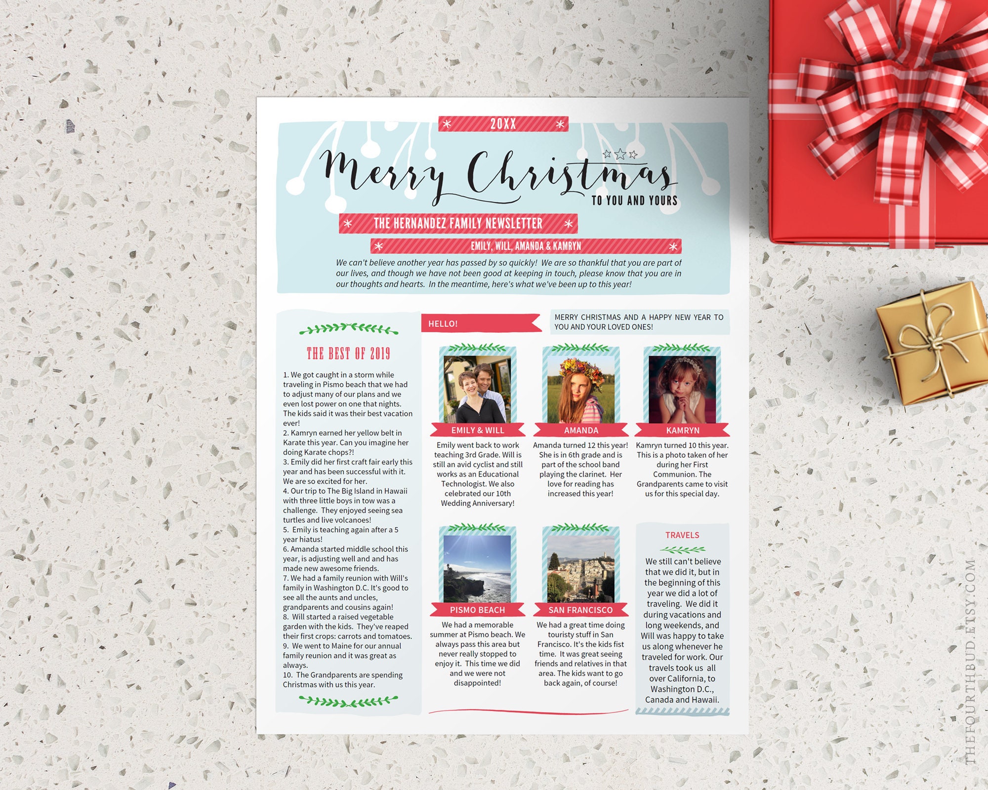 Christmas Newsletter Template Printable Merry Etsy Christmas Newsletter Template Printable Merry Etsy