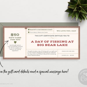Fun Father&#39;s Day Gift Card Holder or Gift Certificate Template / Printable and Editable Printable Gift Voucher for Dad / CORJL