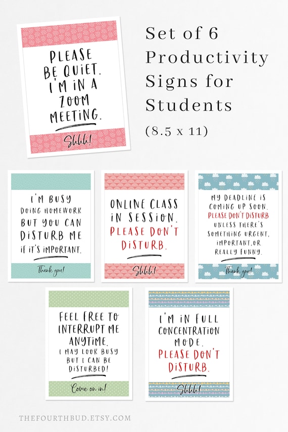 Do Not Disturb Signs / Printable Dorm Door Sign / Set of 6 / - Etsy