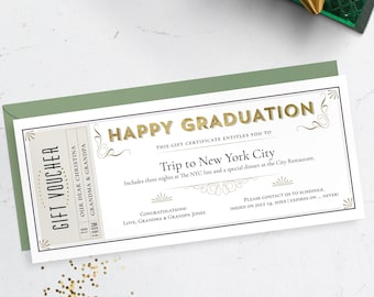 Editable Graduation Gift Certificate Template: Elegant Voucher with Gold Accents (CORJL)