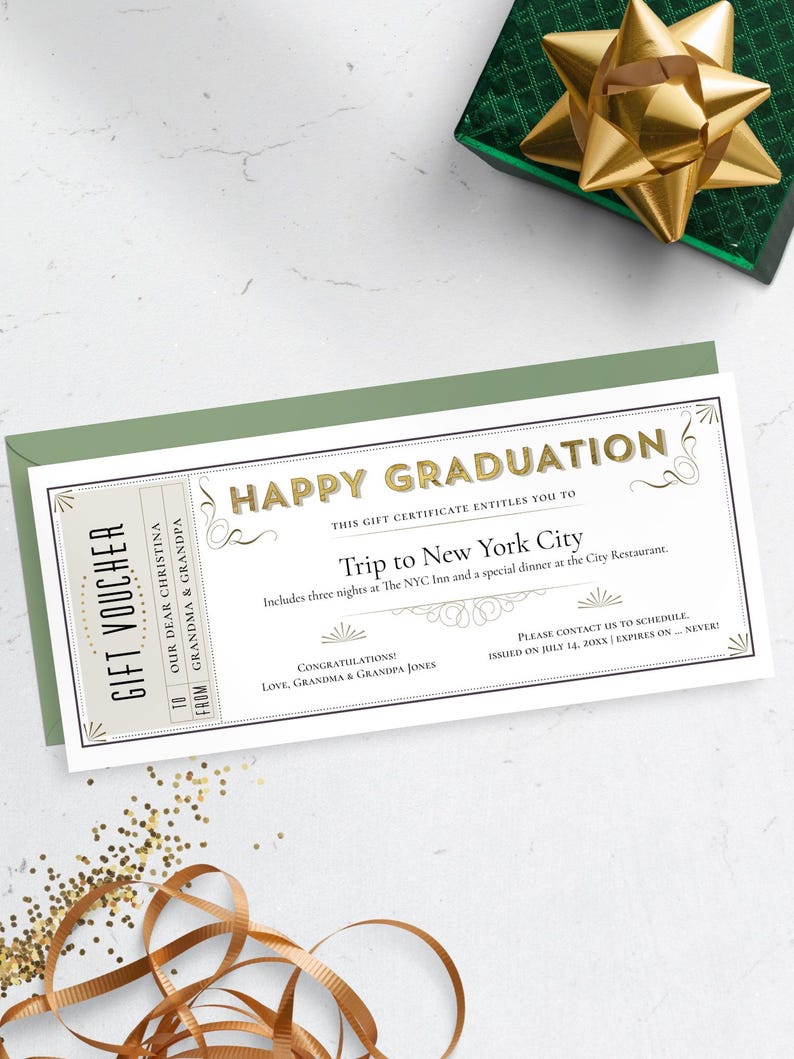 Editable Graduation Gift Certificate Template: Elegant Voucher With ...