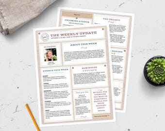 Editable Newsletter Template with Two Pages - Teacher, Class, Office or Organization Newsletter - Rustic Wood Theme (Easy to Edit in CORJL)