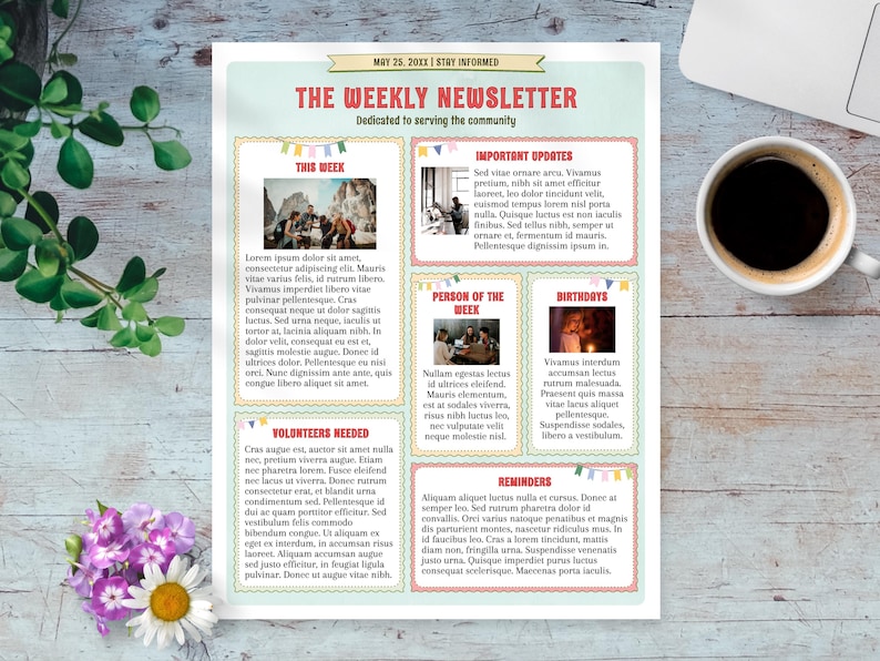 Newsletter Sample For Events Colorful Newsletter Template US Letter - Messages & Announcements for ...
