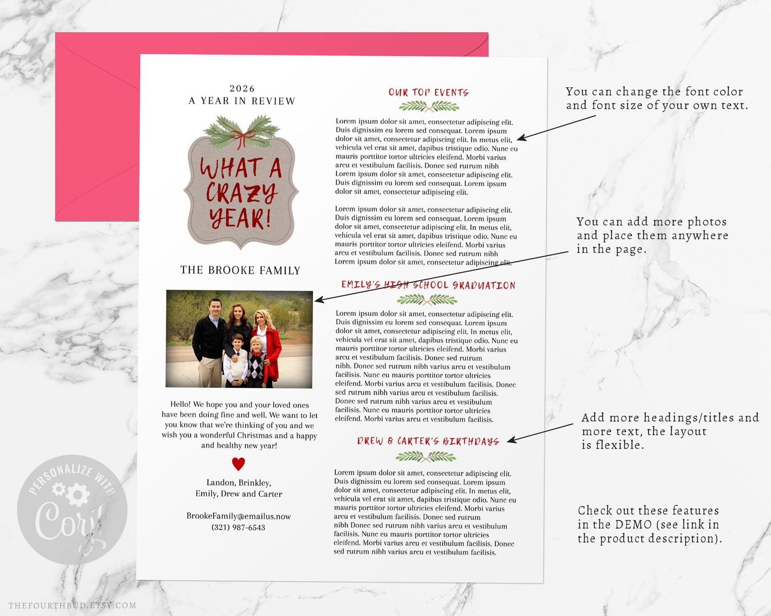 Year In Review Christmas Newsletter Template Template Family Etsy