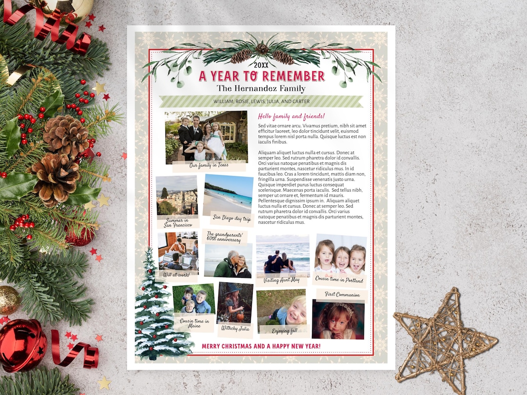 Family Christmas Newsletter Template: Festive Year in Review (CORJL, US ...