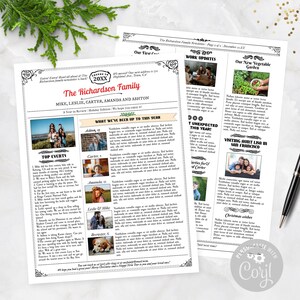 Beautiful Family Year In Review Christmas Newsletter Template US LETTER, Two Pages, Editable Year In Review, Cheers to the Year C, Corjl