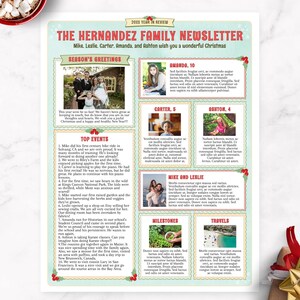 Fun Family Christmas Newsletter Template US LETTER, One Page Editable Year In Review Letter, Colorful Happy Christmas Greetings A, Corjl