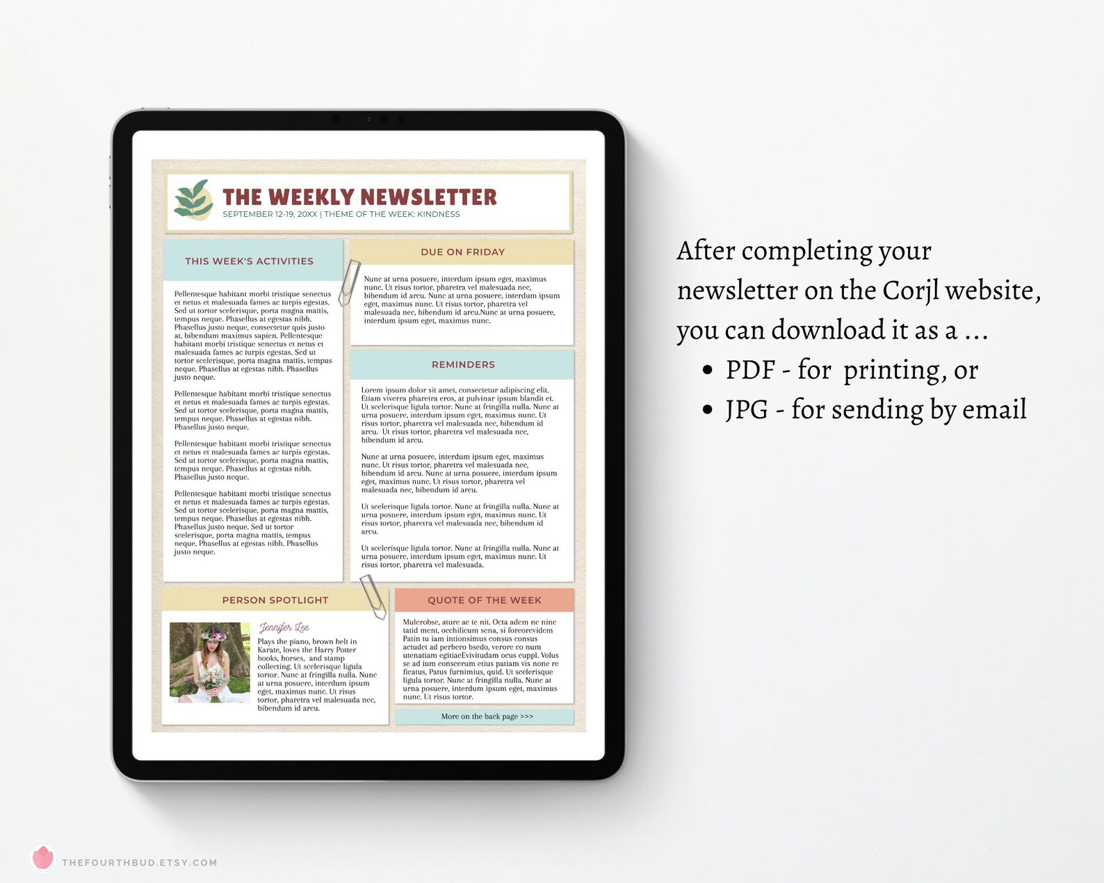Editable Newsletter Template, Two Page Layout for School Updates (US ...