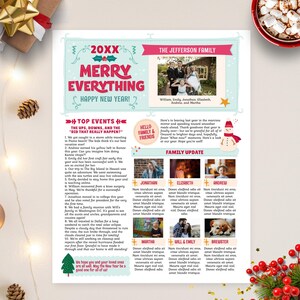 Editable Merry Everything Christmas Newsletter Template US LETTER, One Page Editable Family Year In Review Letter, Fun Whimsical, CORJL