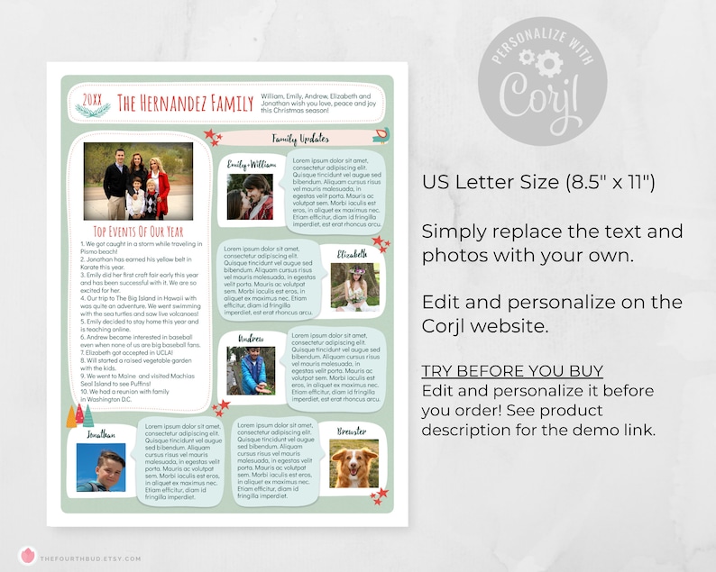 Editable Year in Review Template in US Letter: Creative Family Update ...
