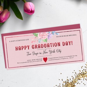 Editable Graduation Gift Certificate Template: Pink Rose Coupon (CORJL ...