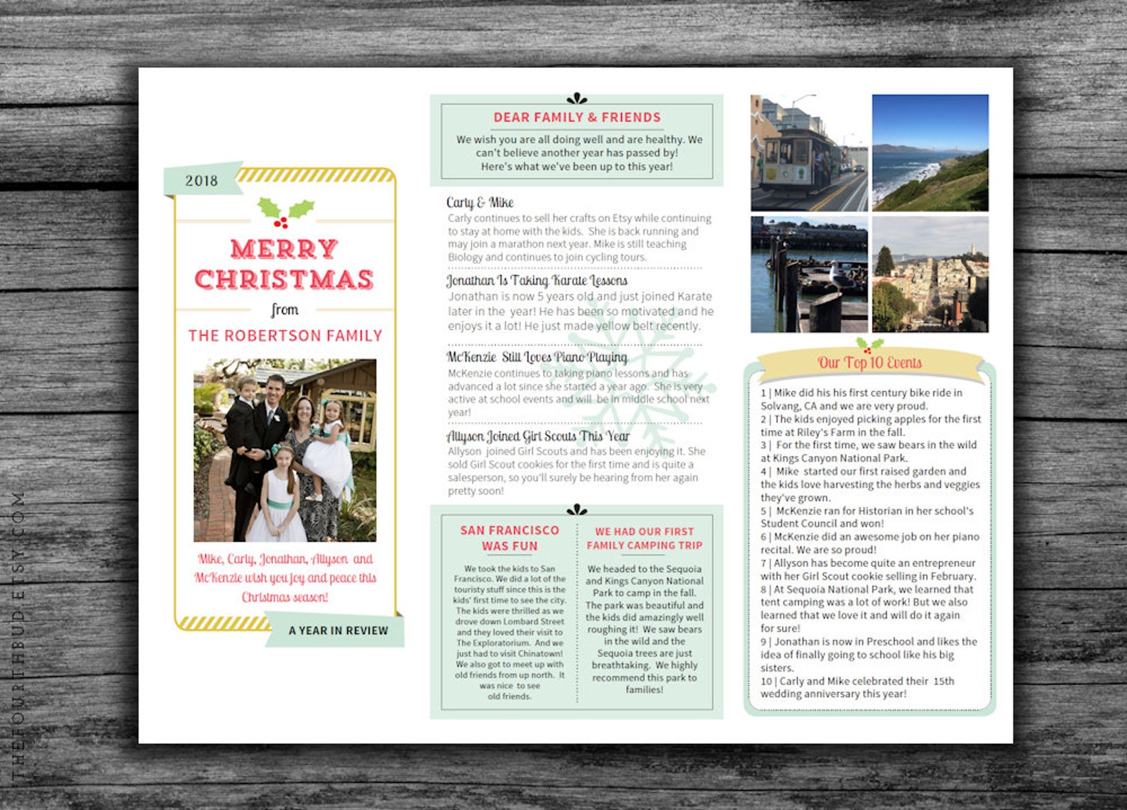 Year in Review Christmas Newsletter Template / Trifold / for | Etsy