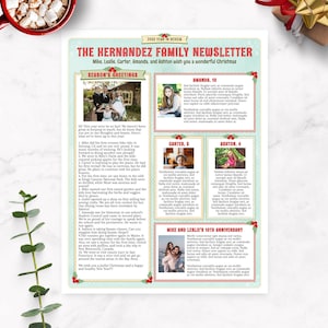 Fun Family Christmas Newsletter Template US LETTER, One Page, Editable Year In Review Letter, Colorful Happy Christmas Greetings C, Corjl