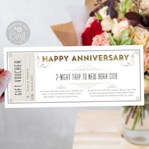 Elegant Anniversary Gift Certificate Template / Editable Milestone Anniversary Gift Ticket Voucher / Wedding Anniversray Gift Coupon/ CORJL