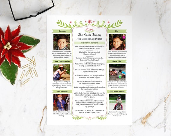 Family Christmas Newsletter Template from i.etsystatic.com