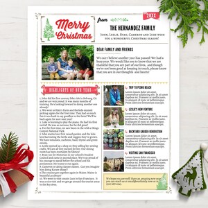 Beautiful Family Christmas Newsletter One Page US LETTER with Photos / Editable Year In Review Template / Rustic Layout 3 / Corjl / MCK