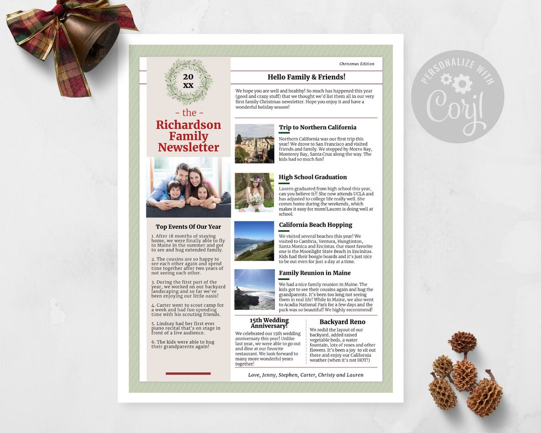 Family Year in Review Template US Letter: Holiday Newsmagazine Style ...