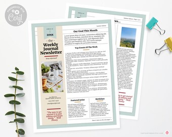Two Page Organization Newsletter Template, Newsmagazine Style (CORJL, US Letter)